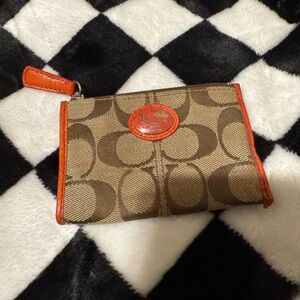 Coach Card Holder Orange -Well Used